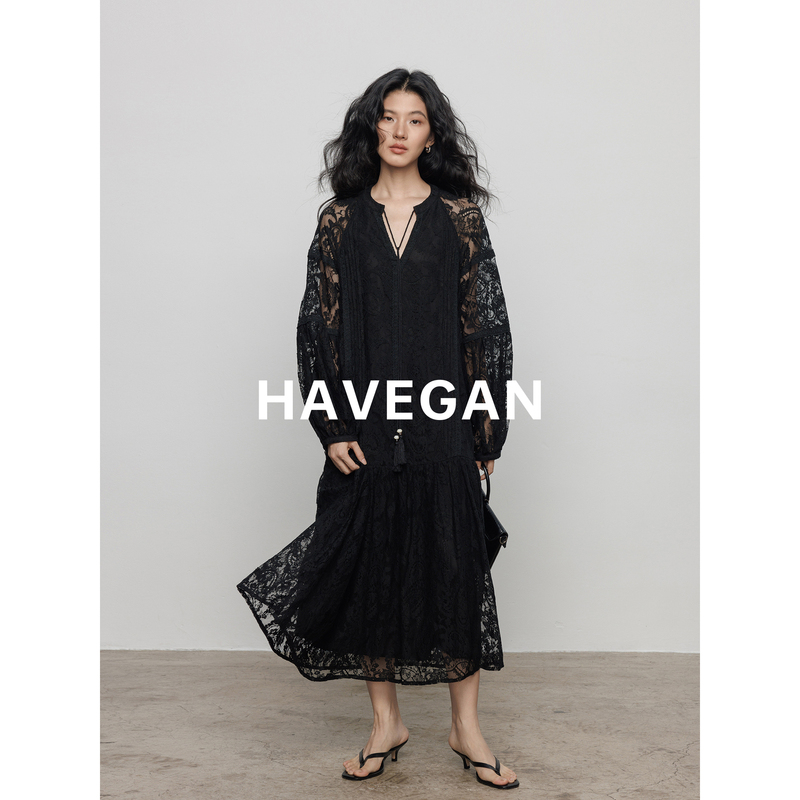 Havegan/Summer Design Lace Slimming Dress for Women, Old Money Style, Vacation, Lazy Elegance, Long Dress Havegan/Summer Design Lace Slimming Dress for Women, Old Money Style, Vacation, Lazy Elegance, Long Dress