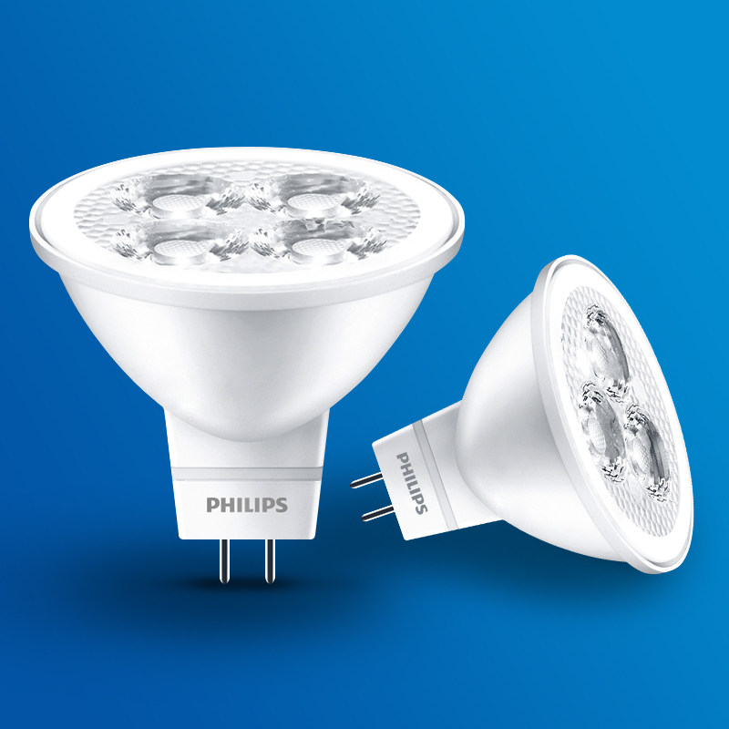 Philips led light Cup 12V low voltage energy-saving bulb foot plug light MR16 warm yellow light white light 3w5w spotlight light light source