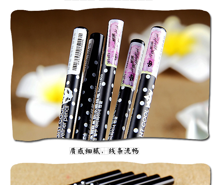 Midnight mát bút kẻ mắt màu đen bút gỗ lông mày bút chì không thấm nước và mồ hôi-proof không nở eyeliner dễ dàng để màu sắc không nở kẻ mắt dạng sáp