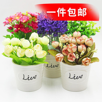 live simulation flower ceramic potted ins small flower pot ceramic potted ornaments decorative potted flower shooting props
