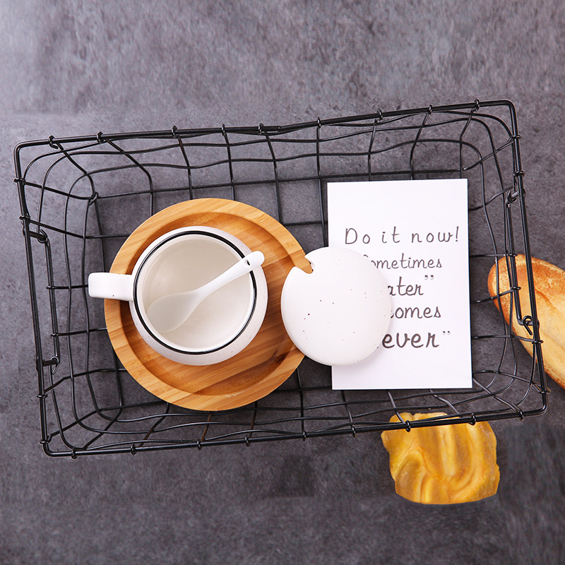 Ins wind iron basket minimalist iron basket storage basket chic Nordic shooting photography photo background props