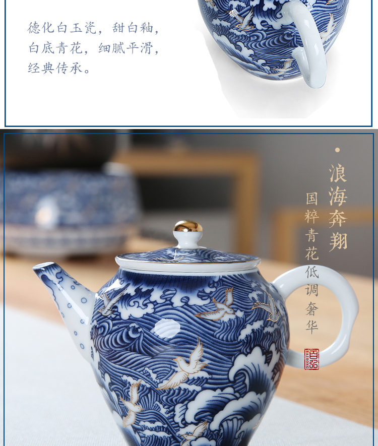 Imitation enamel see colour on flower ceramic teapot kung fu tea set the see colour blue and white porcelain enamel teapot single pot by hand