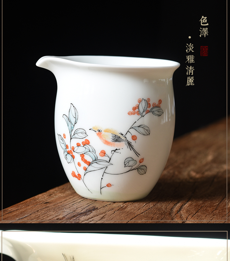 Jingdezhen ceramic fair keller hand - made painting of flowers and birds kung fu tea set orchid apple, cherry and a cup of tea is tea sea