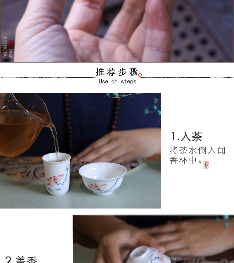 Hand - made fragrance - smelling cup tea sets tea performance landscape ceramic sample tea cup white porcelain lotus orchid kung fu tea cups