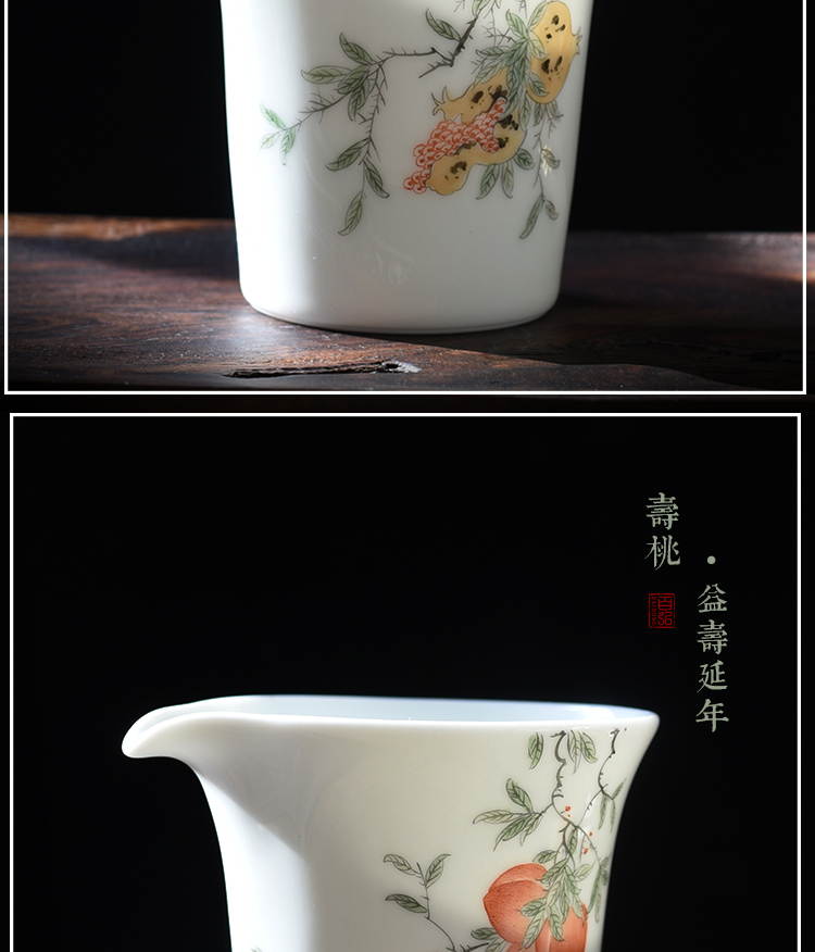 Hand - made pomegranate peach loquat jingdezhen ceramic fair keller kung fu tea set Hand - made points and a cup of tea is tea sea