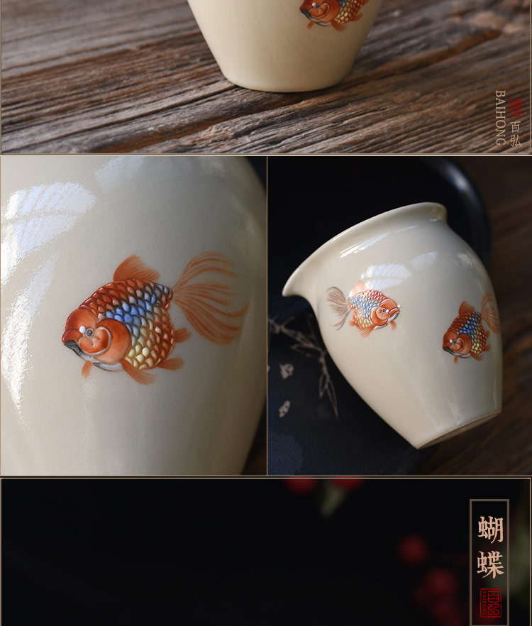 Hundred hong hand - made plant ash ceramic fair keller tea tea set, tea camellia Chinese jingdezhen points the crane