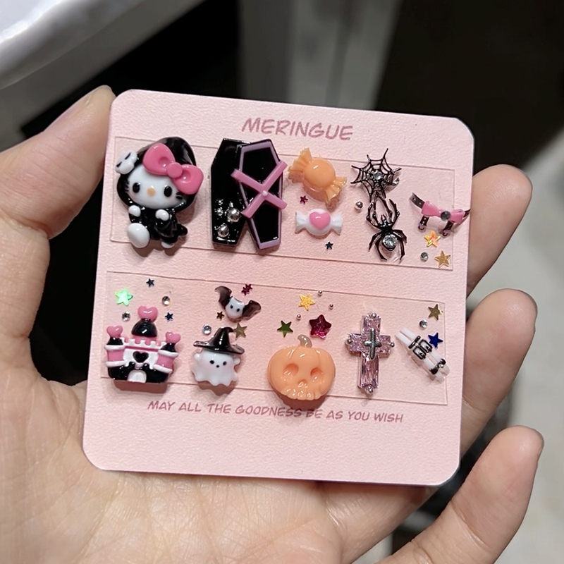 Halloween Kitty Grim Reaper Nail Art Material Kit Decoration Set