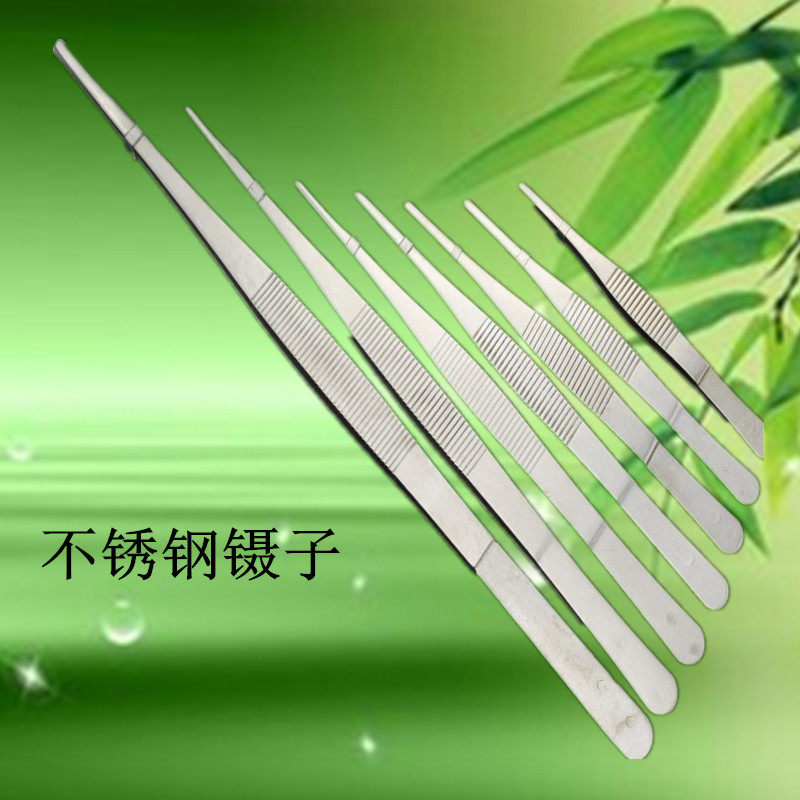 Stainless steel tweezers accessories round cotton ball tweezers 12 5 - 30CM with tooth anti - slip tweezer repair tool clip