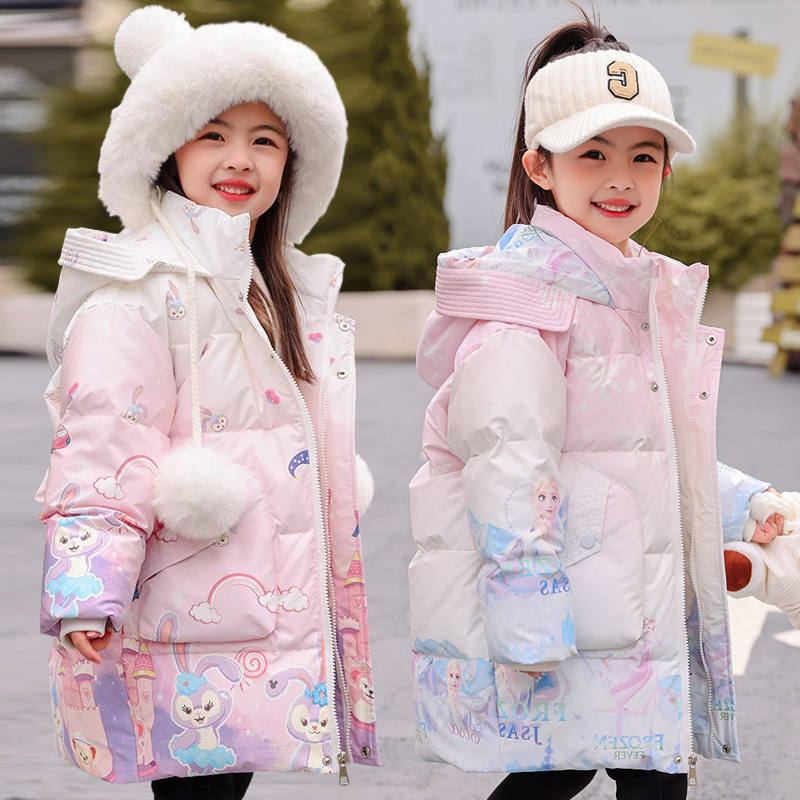 Children's down Jacket, Genuine Balawu Brand, Mid-Length Style for Girls, Cute Princess Style, Baby Girl Clothing, Toddler Wear, Easy to Clean, Trendy