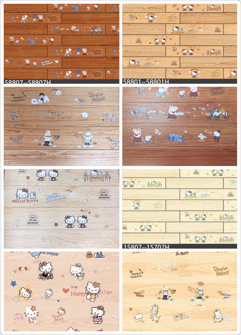 Anti-slip floor tiles imitation ancient brick wood grain brick flower brickwork Cartoon Printed Pattern Kindergarten Children Room 15 * 80-Taobao