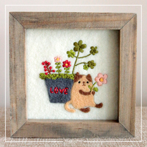 Wool felt poke poke music embroidery material bag Cat photo frame handmade DIY gift novice set