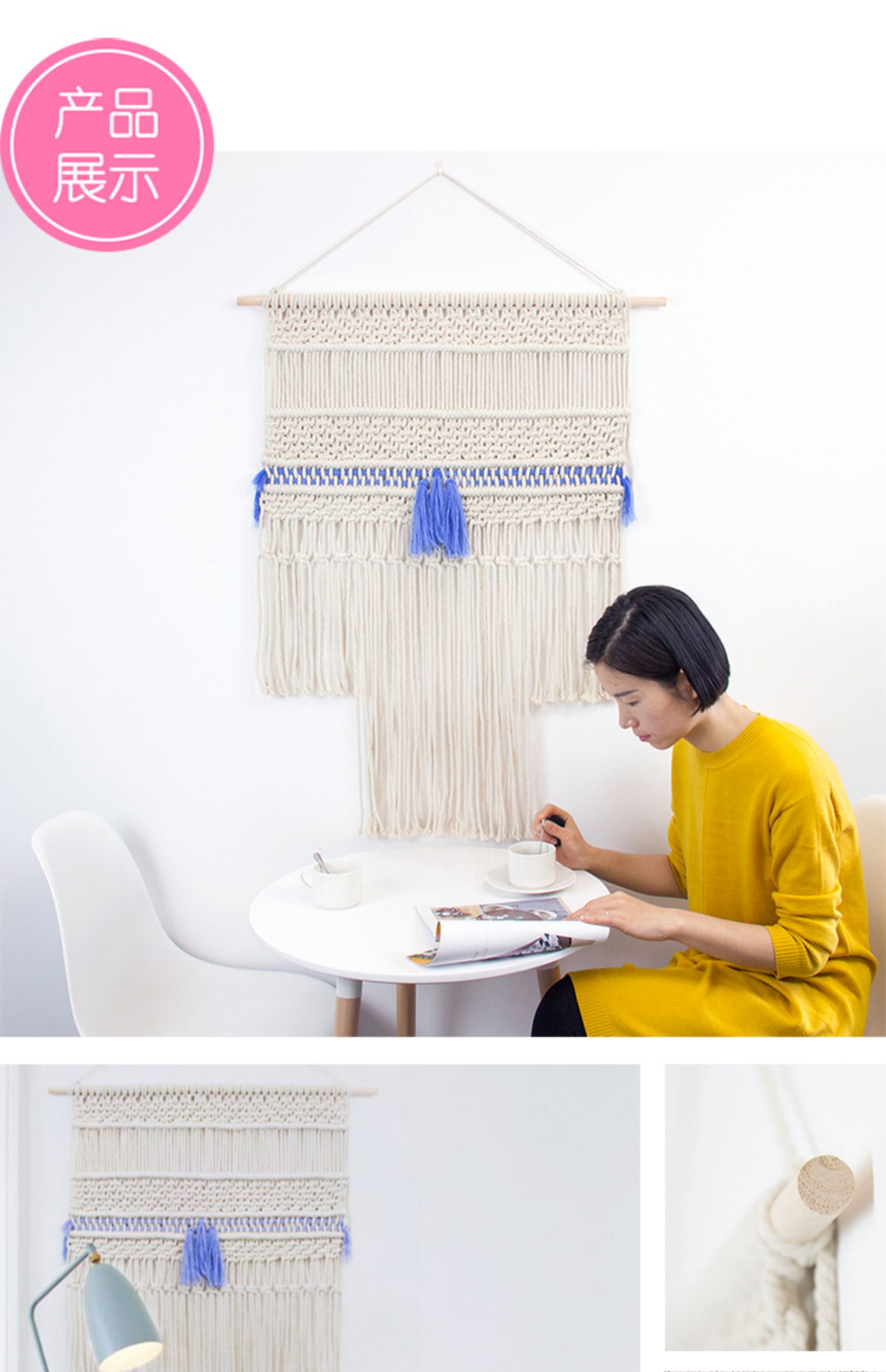ZDMCraft tấm thảm dệt thủ công Địa Trung Hải tấm thảm Bắc Âu phòng khách phòng ngủ nghiên cứu bức tranh Bắc Âu trang trí mềm mại - Tapestry thảm treo tường 2m