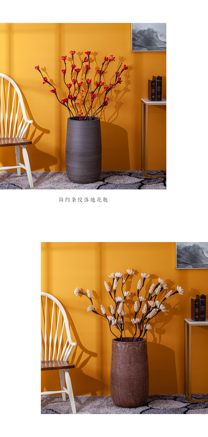Ceramic vase dried flowers flower arrangement sitting room place, light simple retro nostalgia new European key-2 luxury flowers, home decoration