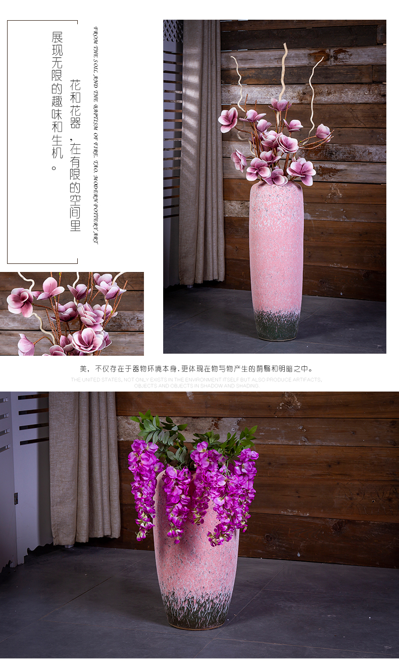 Large ceramic vase coarse pottery do old Japanese Nordic furnishing articles dried flower arranging flowers sitting room be born creative retro decoration