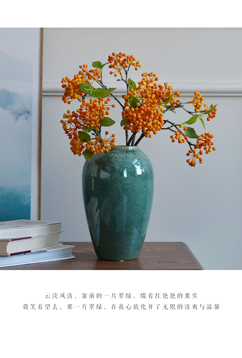 Mesa of jingdezhen ceramic vase sitting room European - style furnishing articles flower arranging flowers, home decoration decoration is contracted emerald green