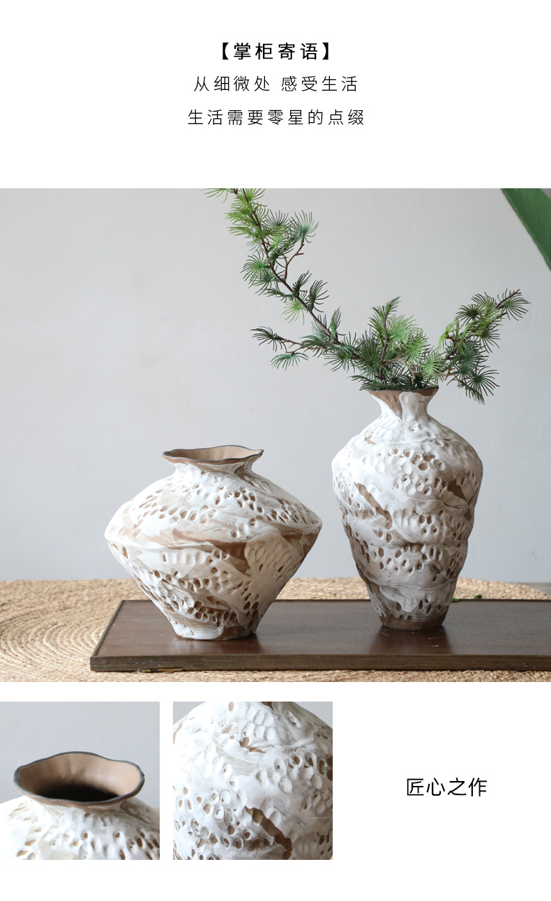 Mesa of coarse some ceramic porcelain vase flower arranging nostalgic wabi-sabi manual home stay hotel furnishing articles zen wind restoring ancient ways poor wind