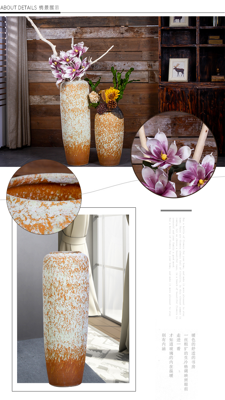 Jingdezhen coarse pottery vases, ceramic for restoring ancient ways is the old Japanese European - style flower arranging dried flowers sitting room be born creative furnishing articles