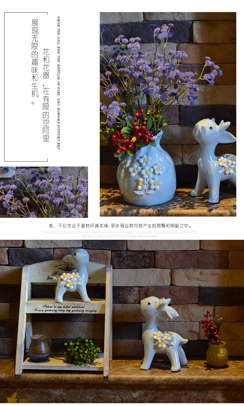 Ceramic small place hotel club house decoration is I and contracted sitting room Nordic creative craft gift flowers deer ornament
