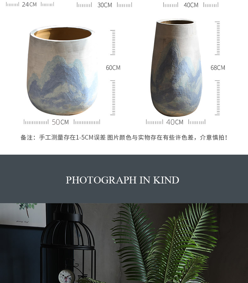 Jingdezhen ceramic Nordic green plant of large diameter flowerpot land contracted flowers villa hotel decoration flower arranging furnishing articles