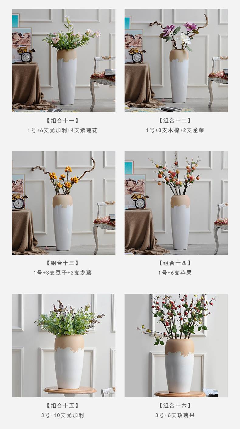 Large ceramic vase landed flower arrangement sitting room hotel furnishing articles European rural dried flowers, contracted and I ins decoration