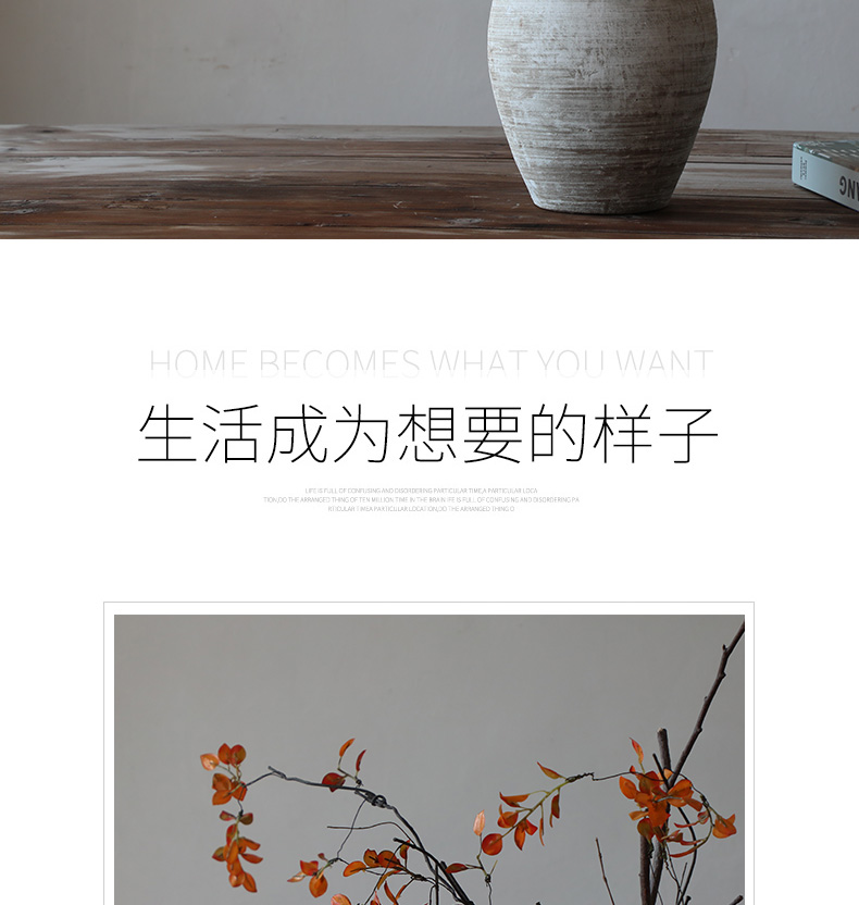 Manual clay soil coarse pottery art pottery vase retro flower arranging flower implement wabi-sabi dried flowers sitting room Japanese zen music teahouse