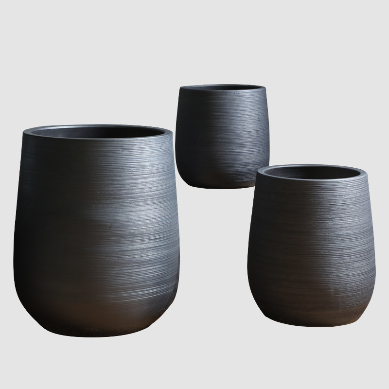 Nordic contracted and I ceramic vase, flowerpot hydroponic black pottery flower arranging plant sitting room adornment