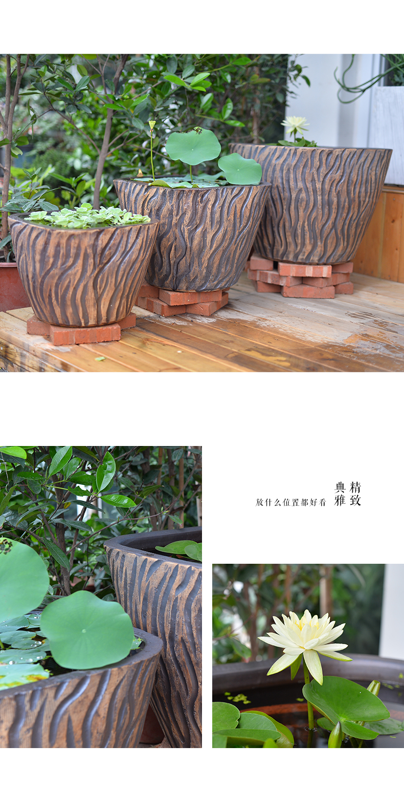 Jingdezhen ceramic fish tank water furnishing articles coarse pottery basin of the lotus pond lily bowl goldfish tank cylinder landscape the tortoise