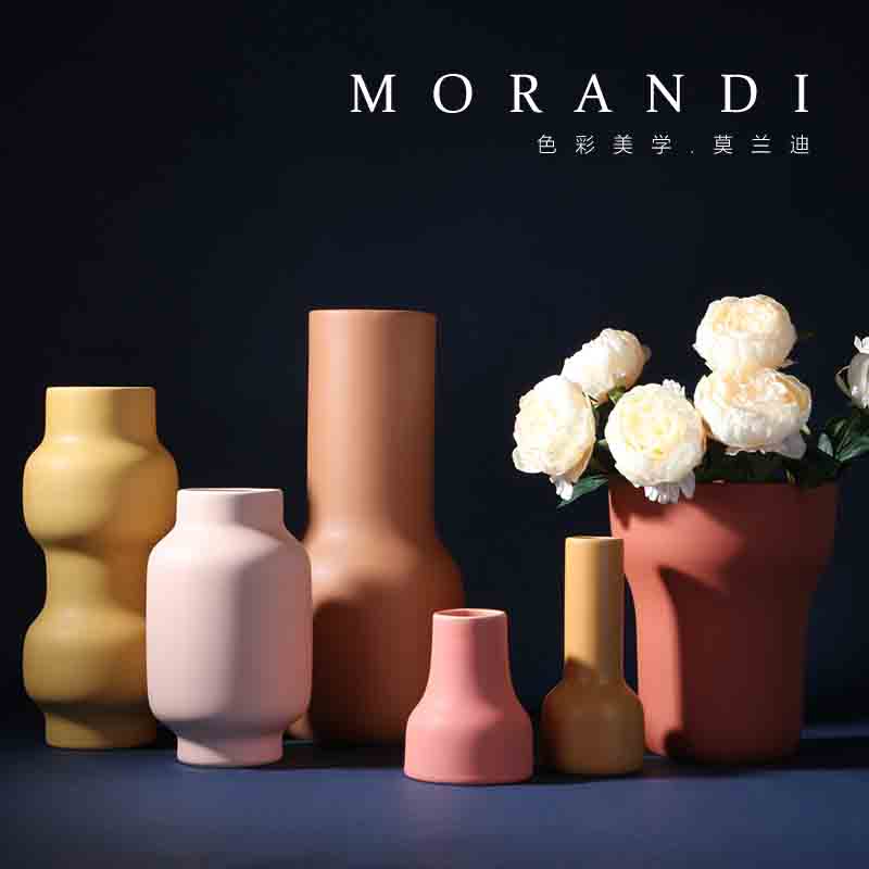 Ceramic vase morandi color sample room mesa dried flowers ins wind Nordic sitting room TV ark, flower arranging furnishing articles