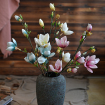 Simulation flower fake flower silk flower living room hotel decoration Floor-to-ceiling Magnolia vase Dried flower bouquet Magnolia decoration