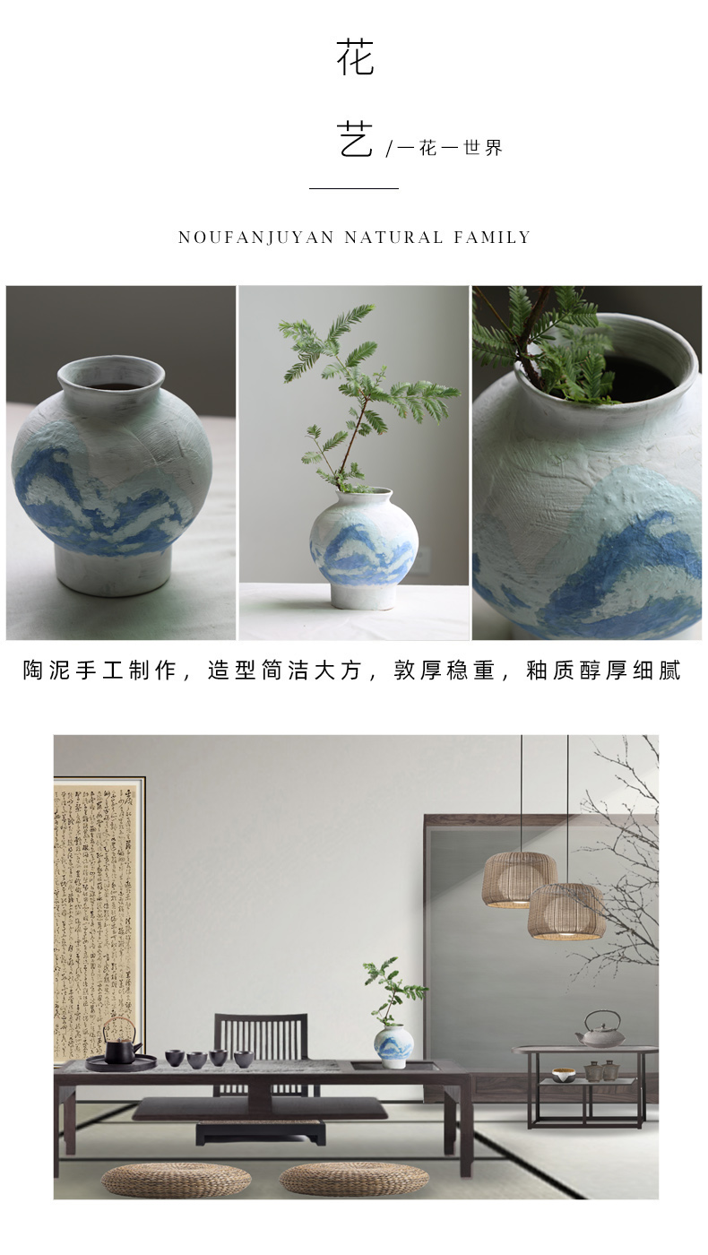 Coarse ceramic vase bearing arrangements with Japanese style restoring ancient ways home stay hotel wabi-sabi zen POTS furnishing articles teahouse