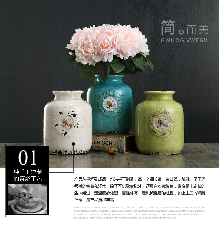 American country ceramic sitting room mesa vase restoring ancient ways furnishing articles dried flower arranging flowers, flower implement simple fashion decoration restaurant