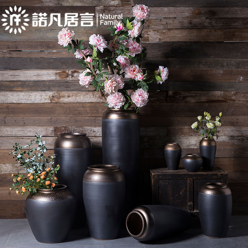 Jingdezhen Ceramic Vase Swaying pieces Living room with flower arrangements on floor Towers modern minimalist Eurostyle decorations Black gold