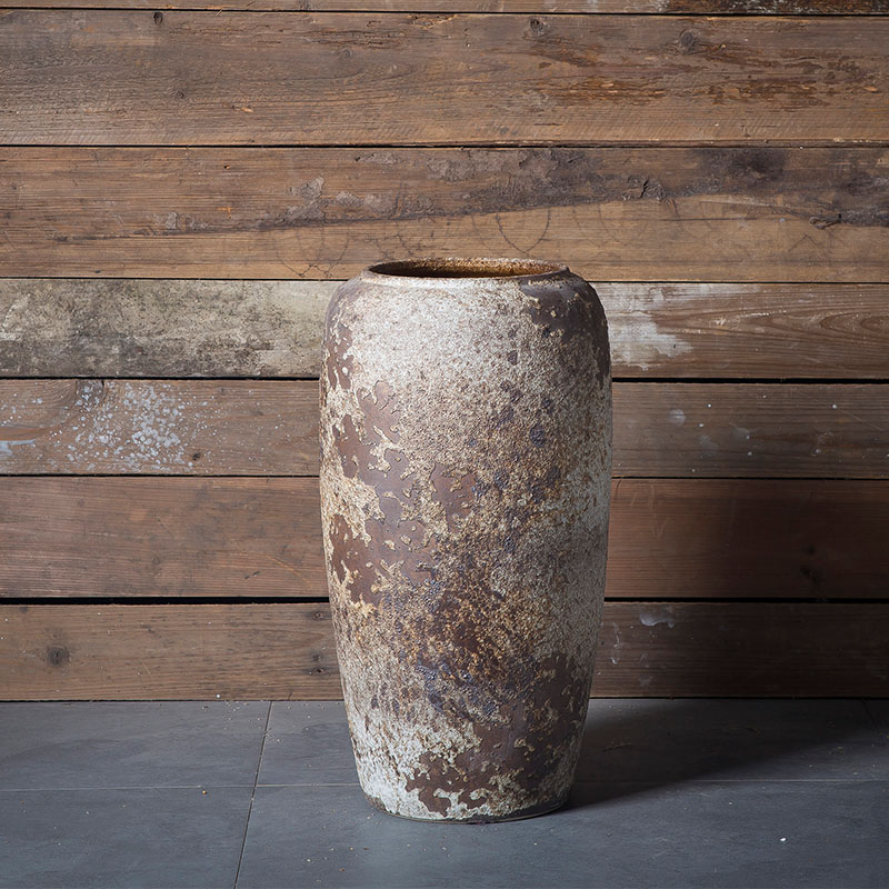 Jingdezhen modern minimalist checking coarse pottery jars do old antique vases, flower arranging dried flowers be born big flowerpot