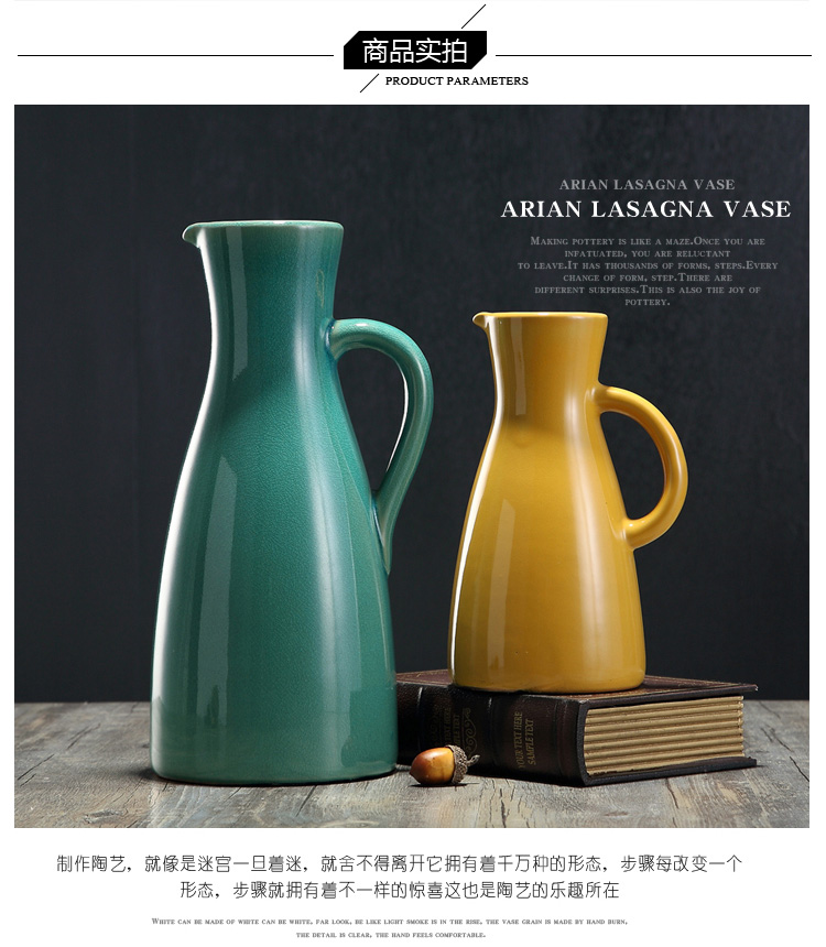 American ceramic vase mesa place sitting room hotel dry flower arranging flowers European creative fashion decoration decoration kettle