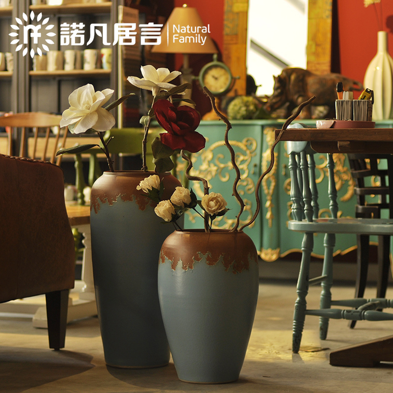 Large vase suit glaze up modern European sitting room decoration to the hotel villa furnishing articles dried flowers flower arrangement