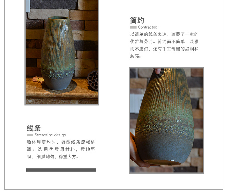 Ceramic vase sitting room hotel home furnishing articles coarse pottery contracted style restoring ancient ways of creative zen decoration in dried flowers