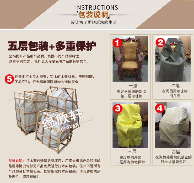Bộ đồ nội thất phòng ngủ Hinxuan xanh kết hợp Bộ đồ nội thất mây gỗ rắn Bộ đồ nội thất mây Bộ 6306 - Bộ đồ nội thất tủ trang trí phòng khách