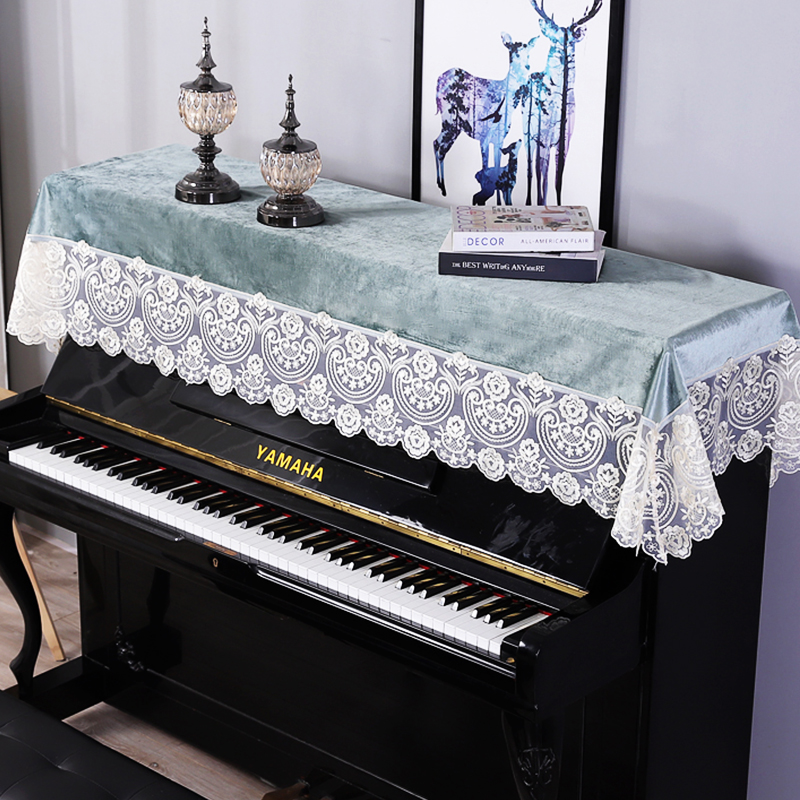 Platinum Sinoo Style Lace Gold Velvet Piano Scarlet Piano Half Hood Fabric Dust-Proof Piano Hood Upright Piano Universal