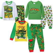 Spring Autumn Winter Season New Cartoon Ninja God Tortoise Male Girl Child Pure Cotton Long Sleeve Pyjamas home Suits Suit