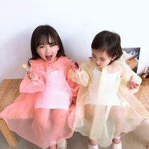 BabyWe Korean Childrens Dress New Dress Skirt Thin Yarn Hanging Skirt Red High-end Autumn