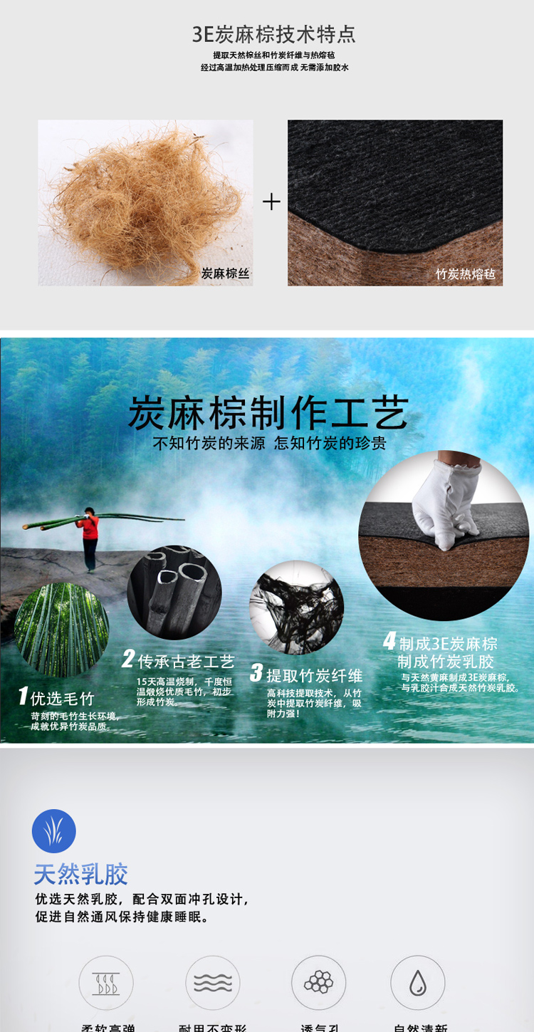 Tự nhiên cọ dừa nệm nệm 3D tatami mat mủ cho trẻ em 1,5 m 1.8m tùy chỉnh cọ cứng gấp - Nệm nệm everon