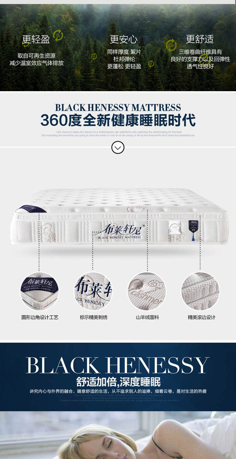 Nệm cao su đen nhập khẩu Hennessy Simmons mat 1.5 1.8 m nệm lò xo có thể được tùy chỉnh - Nệm nệm em bé