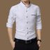 Áo sơ mi nam tay dài cộng với nhung dày ấm áp mùa đông và cổ áo cotton cổ áo Slim Hàn Quốc cổ tròn áo sơ mi loang màu Áo