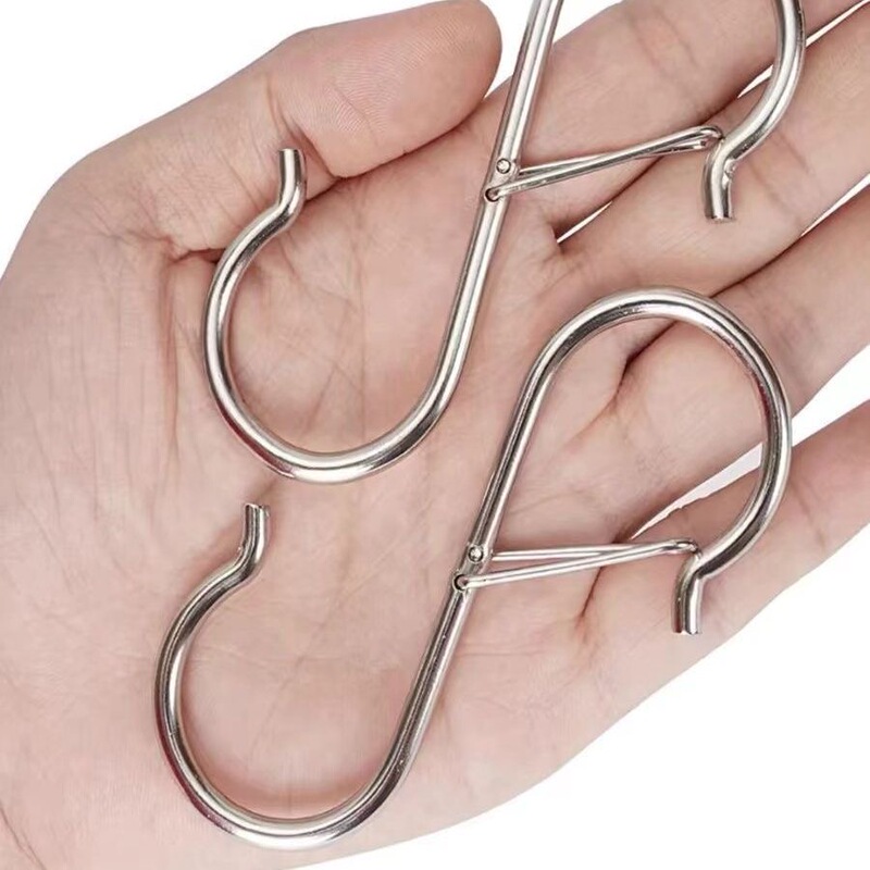 Anti-Hook S-Shaped Hook, Anti-Drop Hook, Hanging Rod Bag Accessories, Plastic Bag, Black Commercial Windproof Adhesive Hook