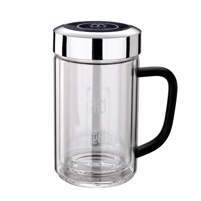 Smooth hair and track 350ml double layer straight body heat insulation glass thickened seal heat resistant glass cup office water glass