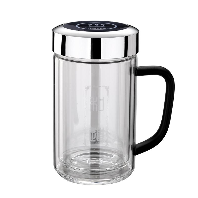 Smooth hair and track 430ml double layer straight body heat insulation glass thickened seal heat resistant glass cup office water glass