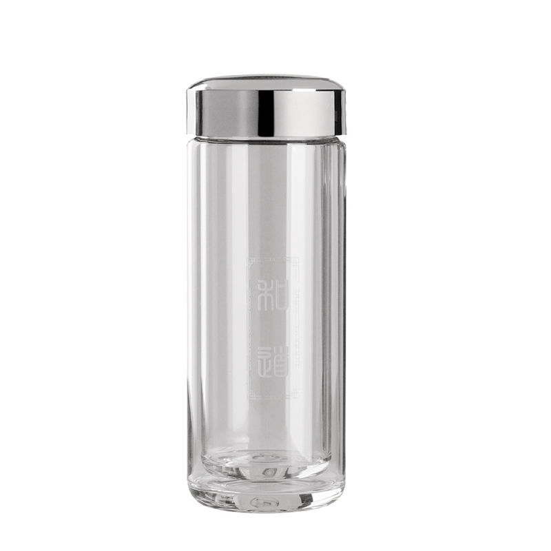 Smooth hair and track 330ml double layer straight body heat insulation glass thickened seal heat resistant glass cup office water glass