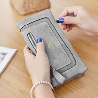 Ví nữ nữ dài sinh viên Nhật Bản và Hàn Quốc của ví đơn giản hai dây kéo thay đổi túi retro ví da nam