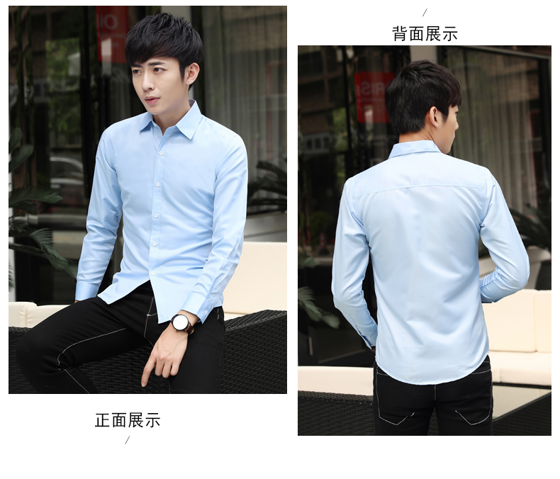9.9 áo sơ mi nam mỏng phần mùa xuân và mùa hè Hàn Quốc phiên bản của xu hướng tự canh tác hoang dã đẹp trai làm việc kinh doanh tối áo sơ mi màu xanh