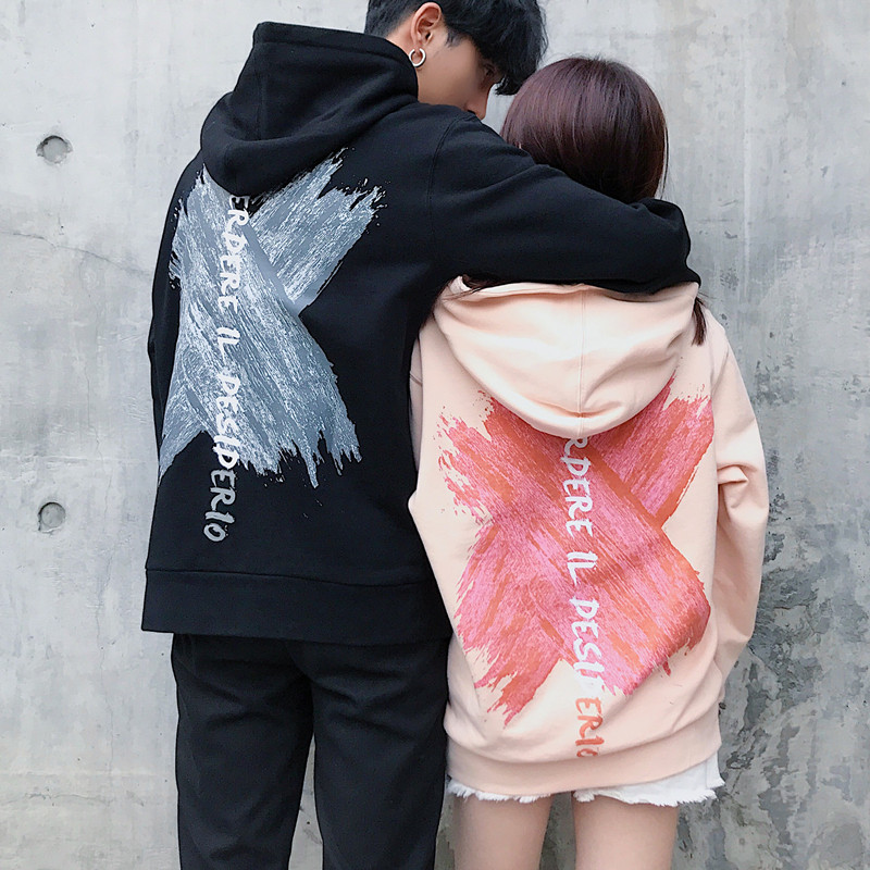 PCMY paint graffiti loose hoodie Hip-hop hip-hop trend brand men and women lovers hooded spring and autumn sweater sports jacket